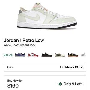 Nike Jordan 1 Low - White and Light Green